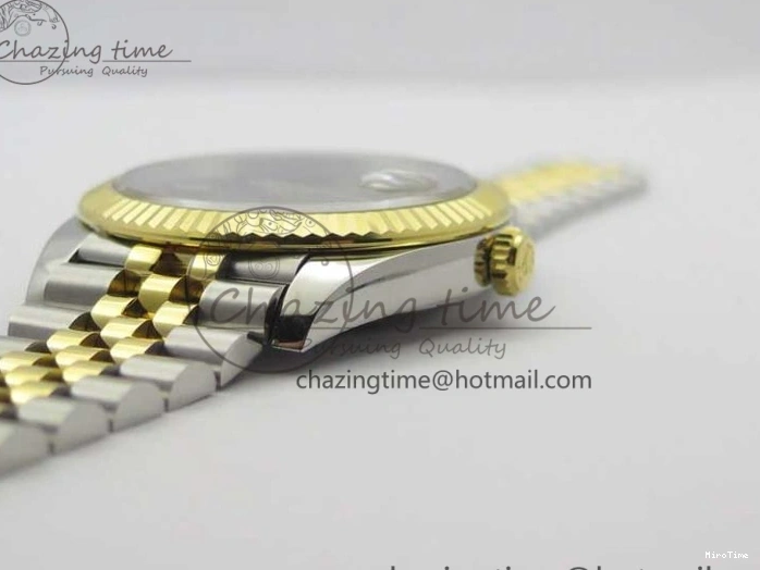 MiroTime 0519 DateJust 41 SS YG 126333 Fluted Bezel DJF Best Edition 904L Steel Gray Dial Green Roman Markers on Jubilee Bracelet A Seasonal 3194
